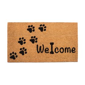 Coir Doormat Front Door Mat with Non Slip PVC Backing Printed Indoor Outdoor Mats for Home & Office Welcome Mats for Door Entrance Mats with Paws Prin