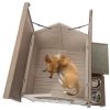 Outdoor fir wood dog house with an open roof ideal for small to medium dogs. With storage box