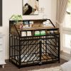 43.3 inch Dog Crate Furniture for Large Dogs,Wooden Dog Crate with Divider,Double Door Dog Kennel with Three Drawers Storages