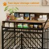 43.3 inch Dog Crate Furniture for Large Dogs,Wooden Dog Crate with Divider,Double Door Dog Kennel with Three Drawers Storages