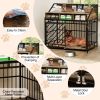 43.3 inch Dog Crate Furniture for Large Dogs,Wooden Dog Crate with Divider,Double Door Dog Kennel with Three Drawers Storages