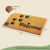 Coir Doormat Front Door Mat with Non Slip PVC Backing Printed Indoor Outdoor Mats for Home & Office Welcome Mats for Door Entrance Mats with Paws Prin