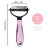 Grooming Brush For Pet Dog Cat Deshedding Tool Rake Comb Fur Remover Reduce 2-Side Dematting Tool For Dogs Cats Pets Grooming Brush Double Sided Shedd