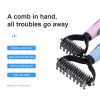 Grooming Brush For Pet Dog Cat Deshedding Tool Rake Comb Fur Remover Reduce 2-Side Dematting Tool For Dogs Cats Pets Grooming Brush Double Sided Shedd