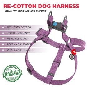 Purple Re Cotton Dog Harness Eco Friendly M Size 23-32 inch for Small Dogs Medium Dogs Reflective Harness with QR ID Tag (Option: purple M 23-32")