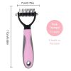 Grooming Brush For Pet Dog Cat Deshedding Tool Rake Comb Fur Remover Reduce 2-Side Dematting Tool For Dogs Cats Pets Grooming Brush Double Sided Shedd